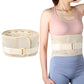 Beige waist trainer belt with layered support panels and front buckle strap, worn on body