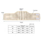 Waist trainer belt size chart with M, L, XL measurements for length, width, thickness