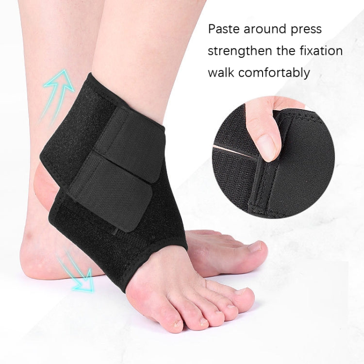 Black ankle support brace with snug wrap around ankle and adjustable closure detail