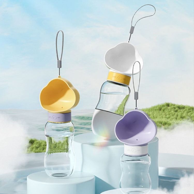 Portable pet water bottle set with flip drinking cups in multiple colors