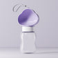 Portable pet water bottle with flip drinking cup, purple and white