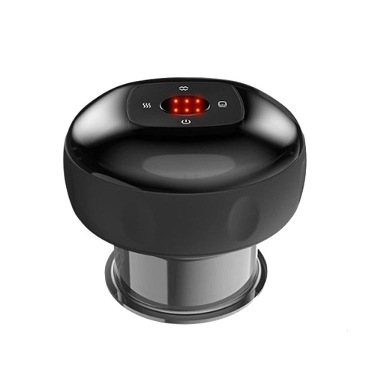 Electric cupping massage device with black base, silver rim, and red LED display
