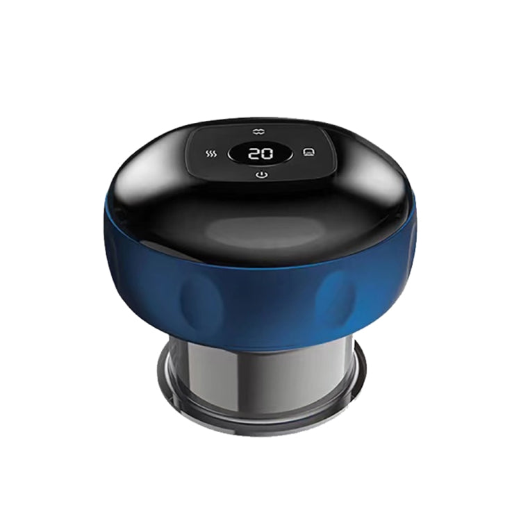 Electric cupping massage device with blue base, black top, and red LED display
