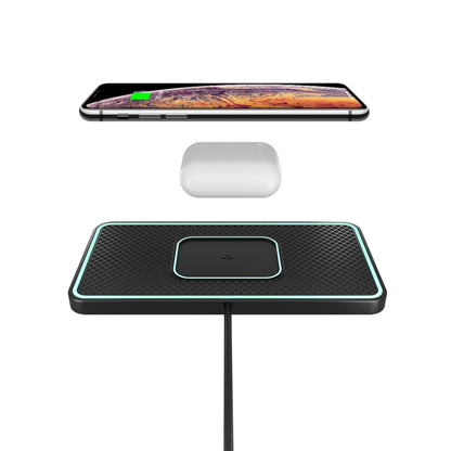 Car wireless charging anti-slip pad, black textured surface with center charging coil