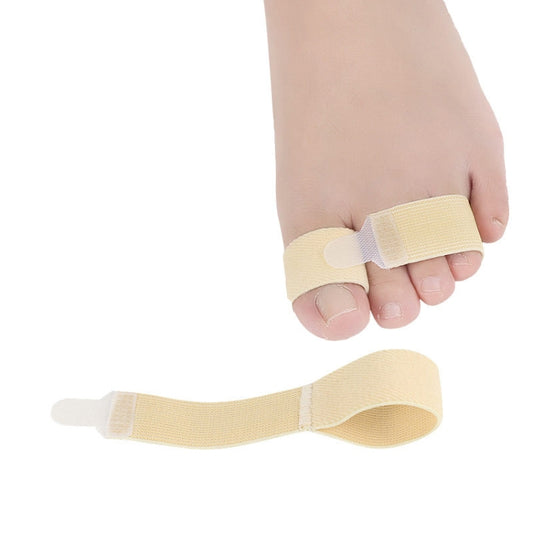 Beige elastic toe belt finger splitter with padded separator for toes