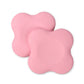 Pair of pink flat yoga elbow and knee pads with textured swirl grip surface