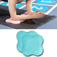 Pair of lake blue flat yoga elbow and knee pads with textured swirl grip surface