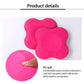 Pink textured flat yoga elbow and knee pads, close-up with circular inset detail