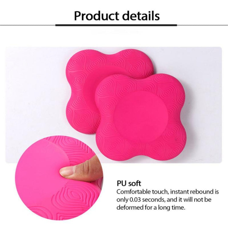 Pink textured flat yoga elbow and knee pads, close-up with circular inset detail
