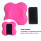 Pink textured flat yoga elbow and knee pads with phone size comparison