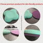 Set of flat yoga elbow/knee pads in light blue and purple, textured surface