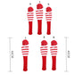 Red-and-white striped knitted golf club covers with pom-pom tops, set of 3