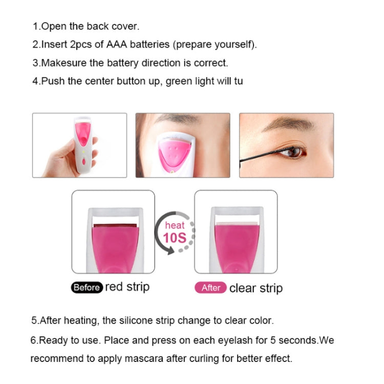 Electric heated eyelash curler showing red and clear silicone strip states