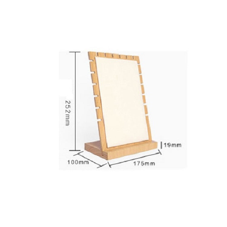 Bamboo jewelry display stand with off-white felt panel, front view