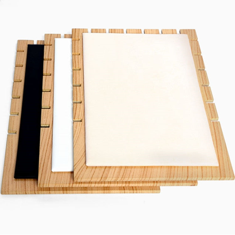 Bamboo jewelry display stand set with black and white felt panels