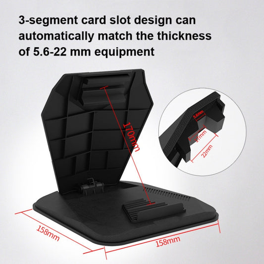 Black stand holder with multi-slot design for phone thicknesses