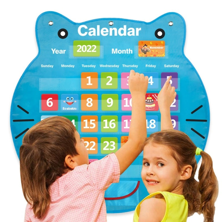 Classroom Decoration Cat Head Calendar Hanging Bag, Cat Head Calendar