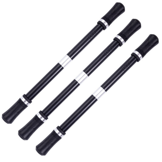 3-piece rotating pen set with black bodies and silver stripe grips