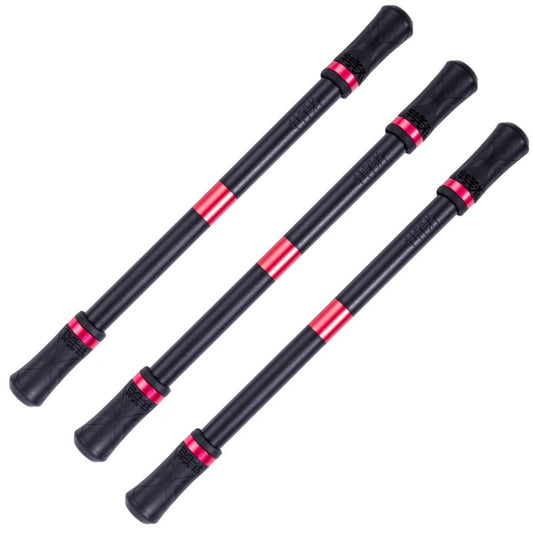 3-piece rotating pen set with black bodies and pink-red stripe grips