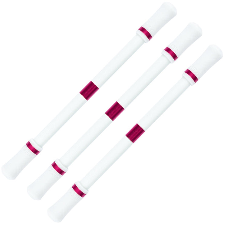 3-piece rotating pen set with white bodies and magenta stripe grip details