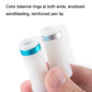 White rotating balance pen with blue rings; reinforced tip, metal ends