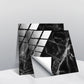 PVC geometric tile wall stickers with black marble look and dark grid lines