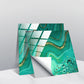 PVC geometric tile wall stickers with teal marble look and gold geometric accents