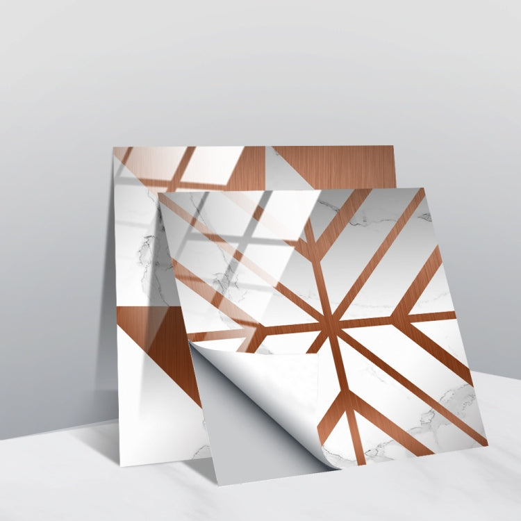Geometric wall sticker set with brown and white starburst pattern tiles