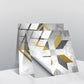 Geometric wall sticker set with white marble look and gold/black geometric blocks