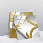 Geometric wall sticker set with white and gold curved tile motifs