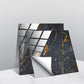 Geometric wall sticker set with dark marble look and gold veined geometric grid