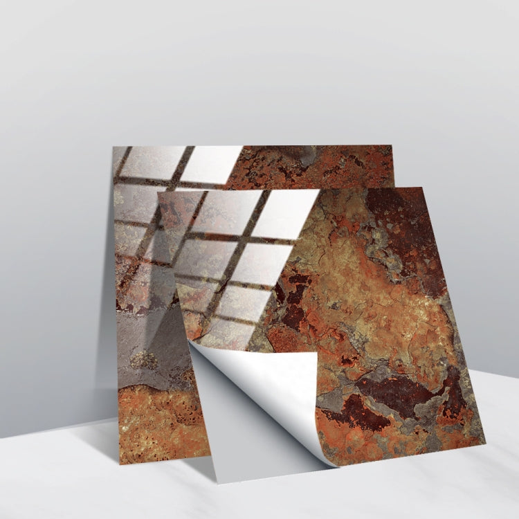 Geometric wall sticker set with rust orange marble look and dark lattice tile pattern