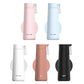 Assorted stainless steel thermos cups in white, black, blue, pink, and brown colors