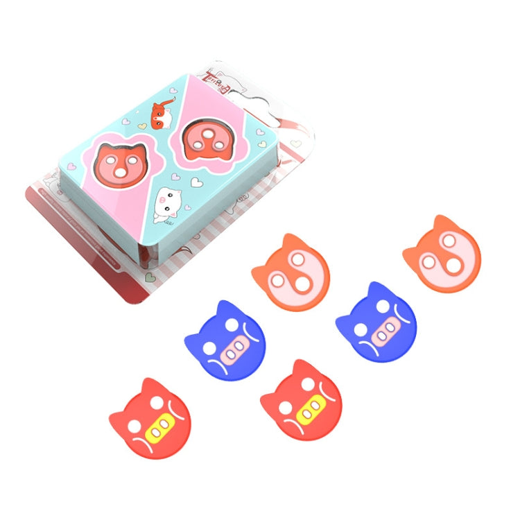 Decorative silicone rocker caps with owl and cat designs, orange and blue set