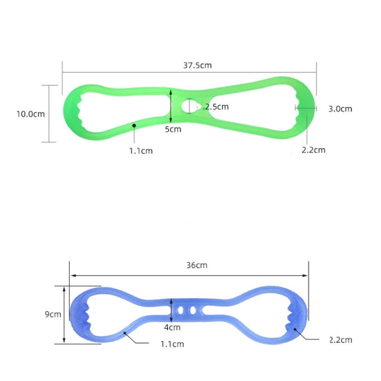 Green and blue single-hole stretching puller with size dimensions