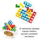 Colorful balance stack building blocks on a white stand base