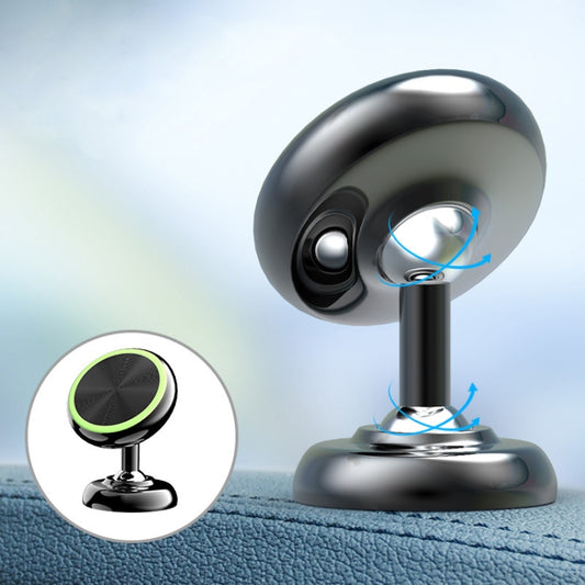 Black car magnetic phone holder with glowing green magnetic pad