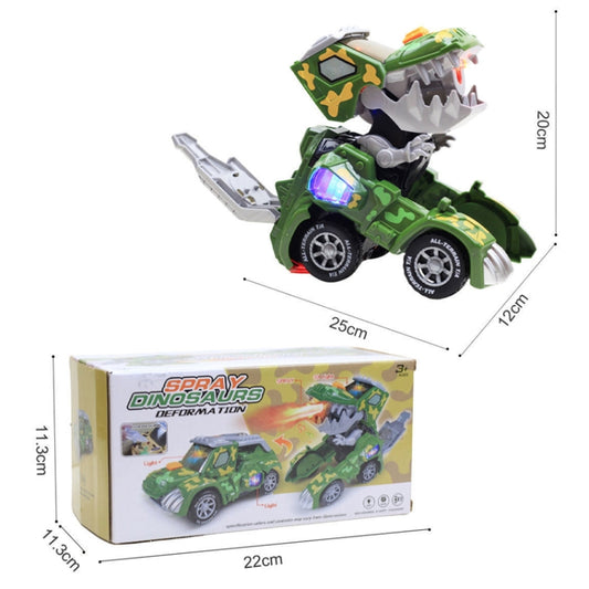 HG-884 Spray Deformation Dinosaur Fighting Vehicle Light Music Automatic Rotating Children Toys, Yellow, Green