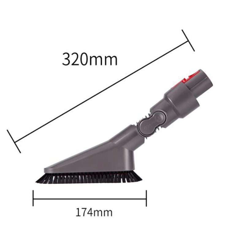 Angled gray vacuum corner brush head with black bristle base