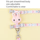 Rabbit head cat collar leash attachment with soft pink bunny charm, adjustable straps and clasp