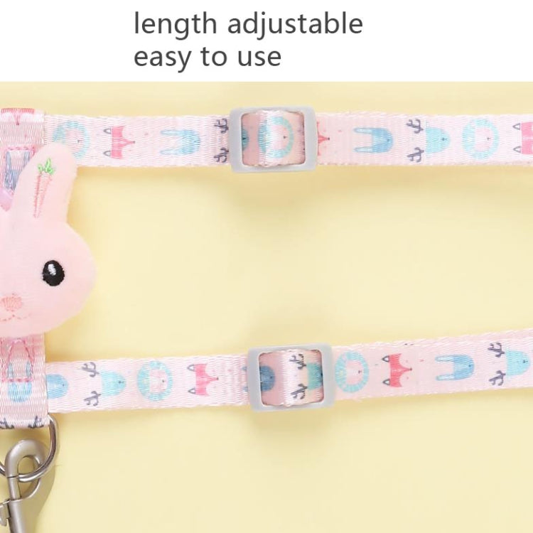 Adjustable cat leash strap with metal buckle and ring, pastel pattern webbing for easy length change