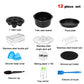 Air fryer accessory set: black cake cups, pizza plate, stainless racks, silicone tools