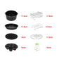 Air fryer baking accessories set with size guide: pans, rack, silicone pot holder, covers