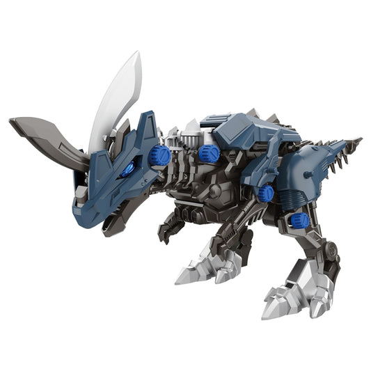 Blue and dark gray electric animal robot toy with clawed legs and large fins