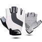 GIYO bicycle half-finger gloves, white and dark gray with gel palm padding