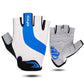 GIYO bicycle half-finger gloves, white and blue with gel palm padding