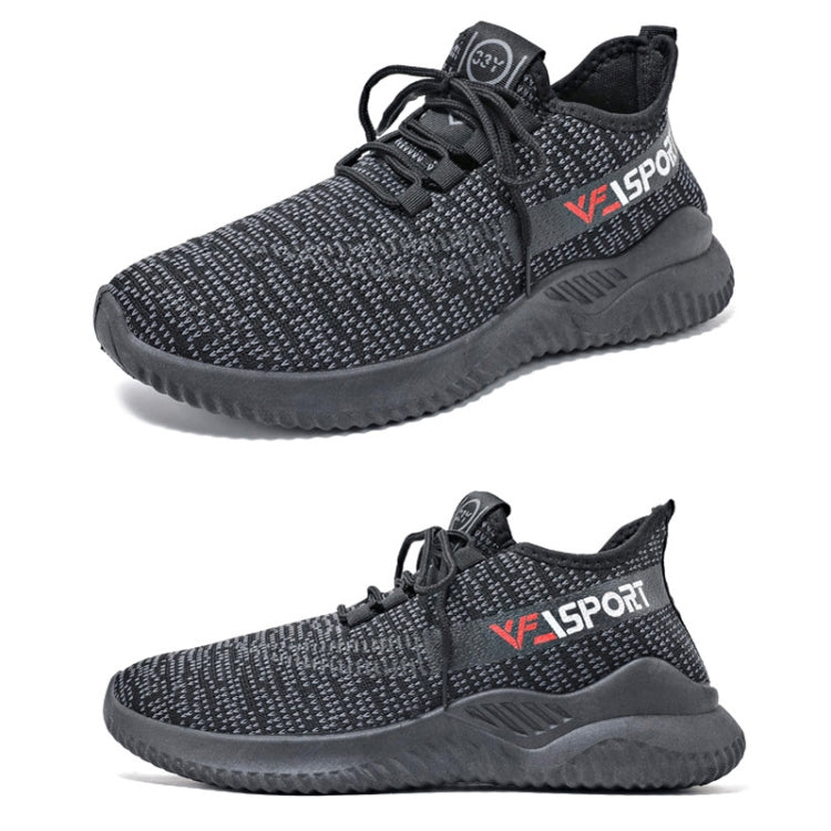 Black knit lace-up sneakers with VFSPORT logo and padded midsole