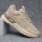Men's height-increasing running shoe, khaki knit upper, lace-up, thick platform sole