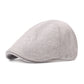 Oat white burlap retro beret cap with textured weave and short brim