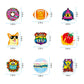 Graffiti sticker set with six illustrated die-cut designs and size labels